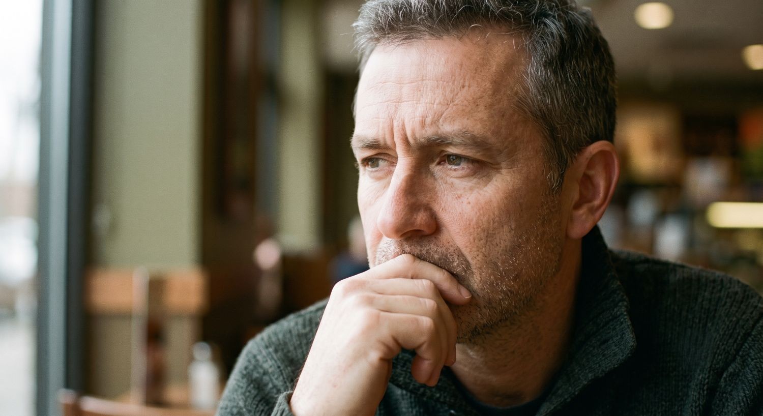 face of grieving man